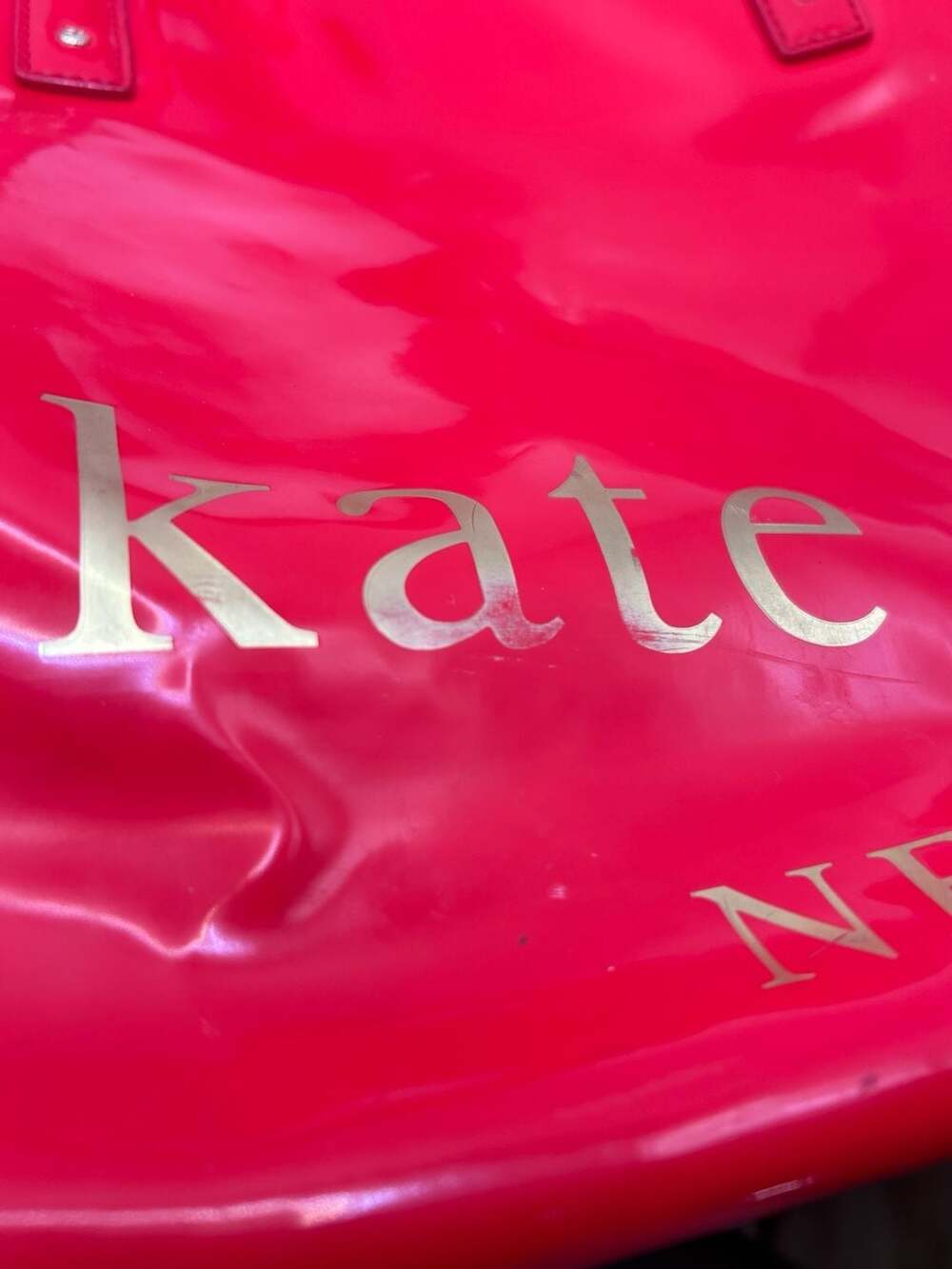 Kate Spade New York Red Patent Leather Logo Tote Bag - Picture 5 of 7